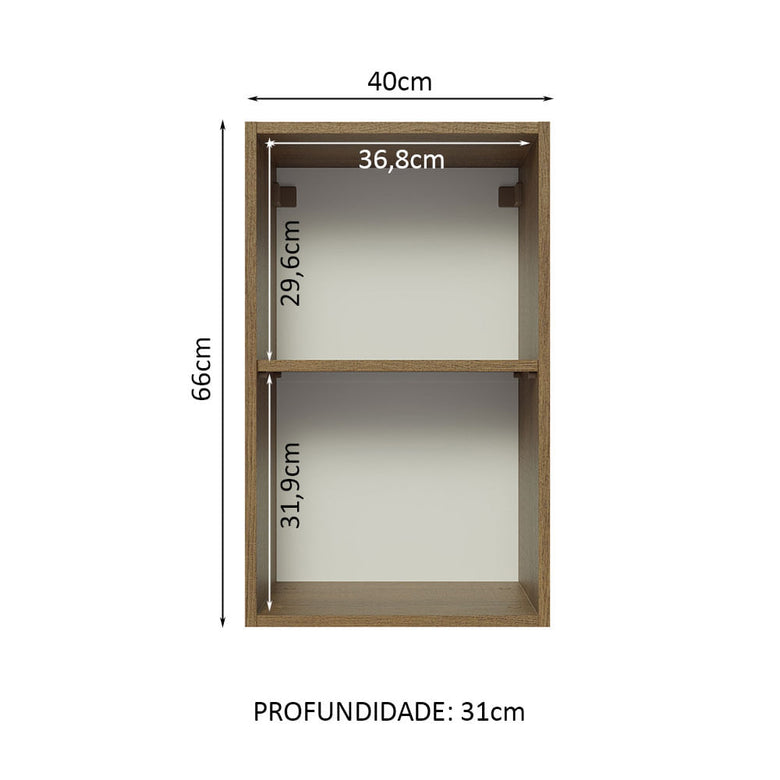 Armário Aéreo Madesa Glamy 40 cm 1 Porta Rustic/Preto