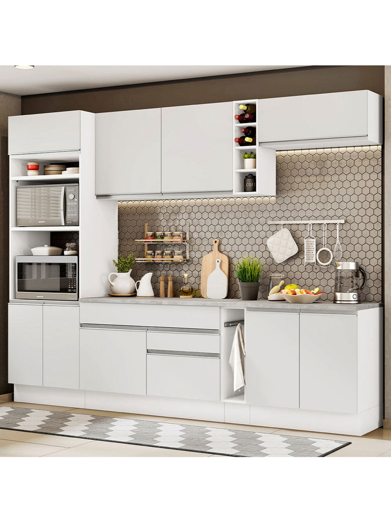 Armário de Cozinha Completa 290cm Branco Vicenza Madesa 12