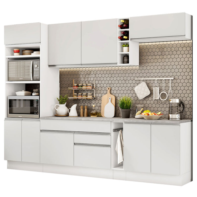 Armário de Cozinha Completa 290cm Branco Vicenza Madesa 12