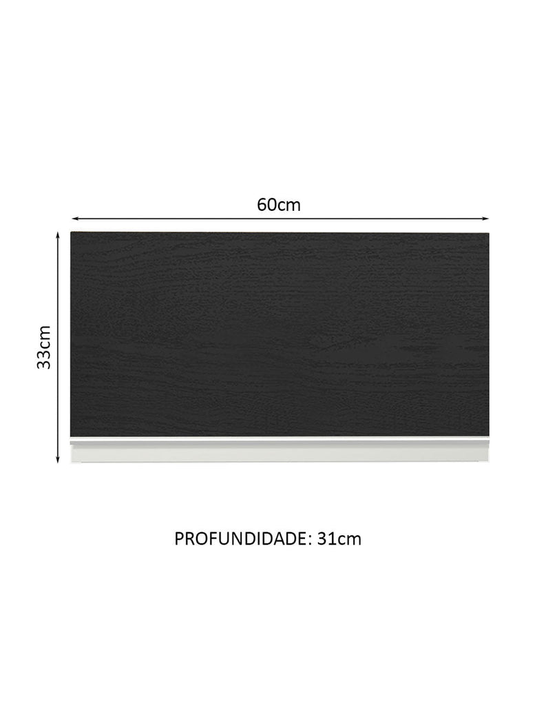 Armário Aéreo Madesa Glamy 60 cm 1 Porta Basculante Branco/Preto