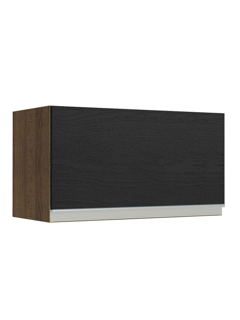 Armário Aéreo Madesa Glamy 60 cm 1 Porta Basculante Rustic/Preto