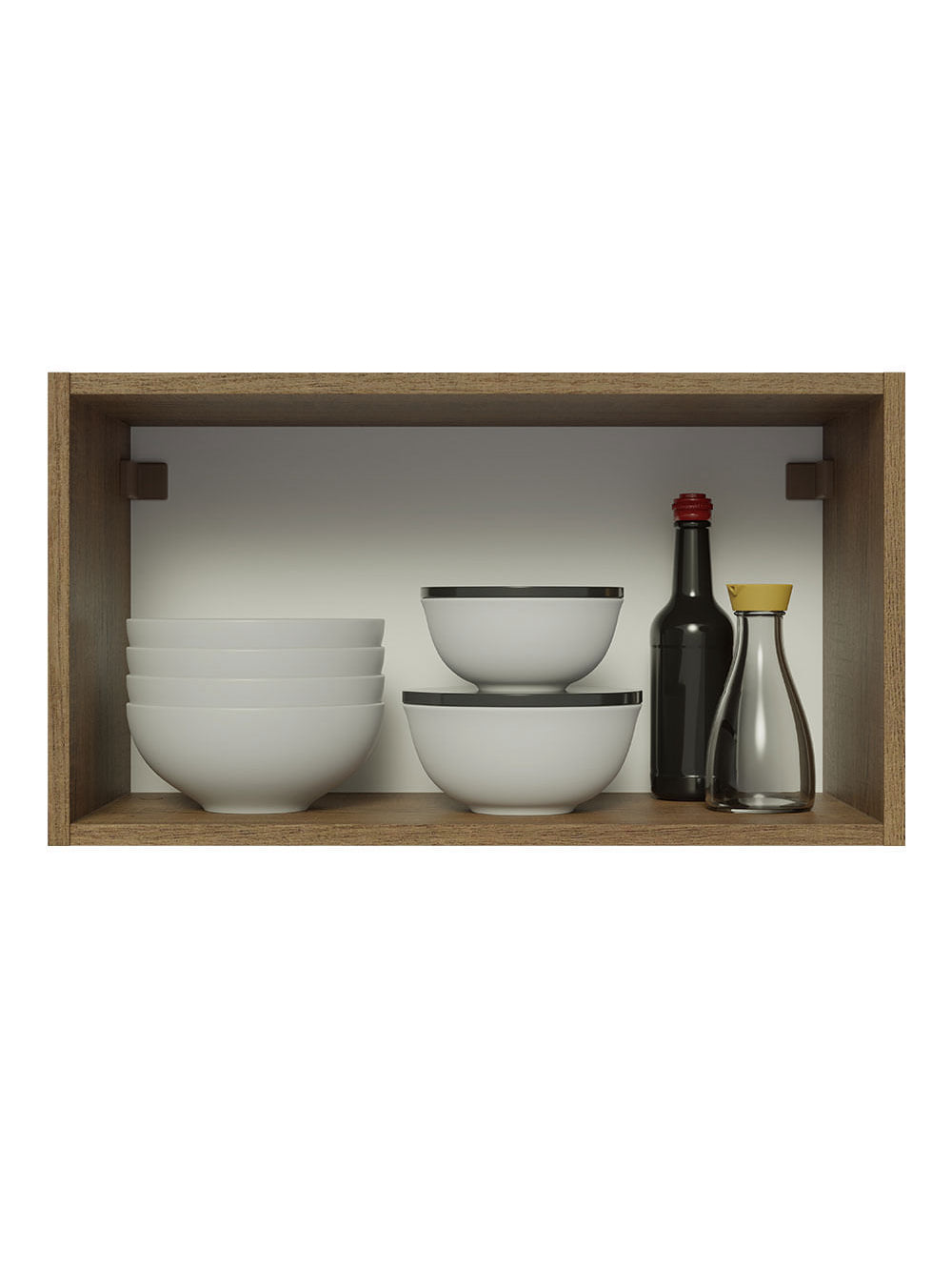 Armário Aéreo Madesa Glamy 60 cm 1 Porta Basculante Rustic/Preto