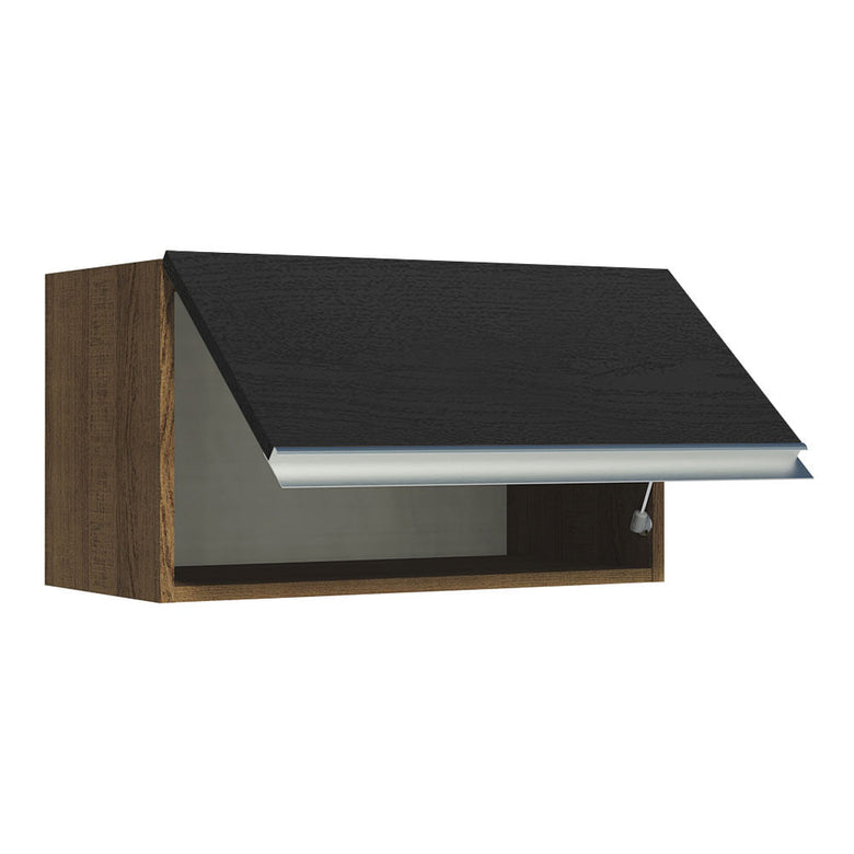 Armário Aéreo Madesa Glamy 60 cm 1 Porta Basculante Rustic/Preto