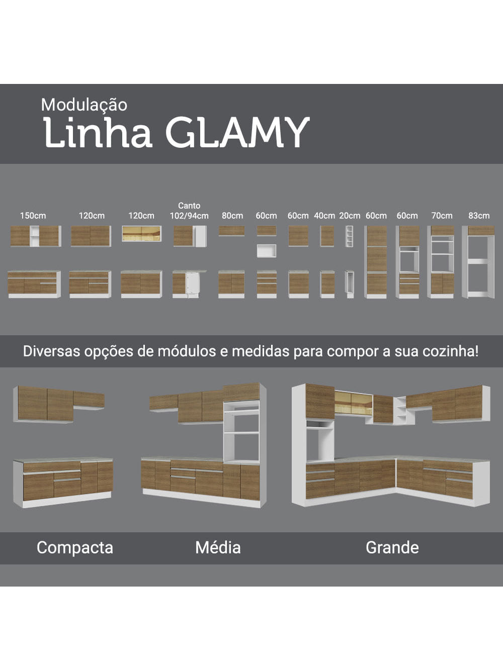 Armário de Cozinha Completa 290cm Branco/Rustic Vicenza Madesa 12