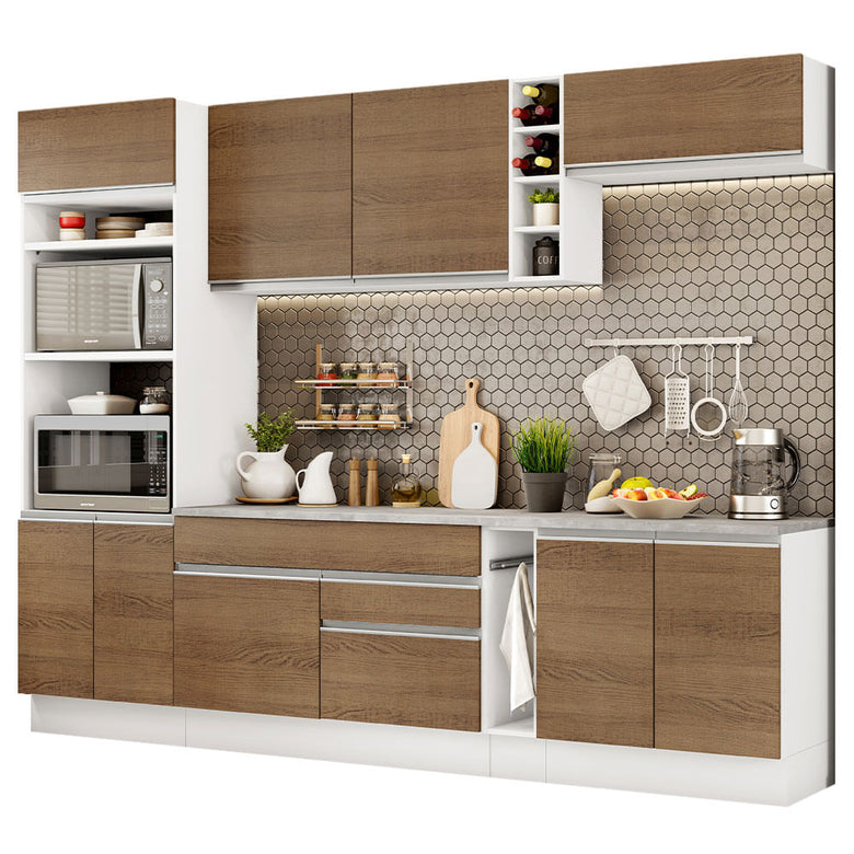 Armário de Cozinha Completa 290cm Branco/Rustic Vicenza Madesa 12