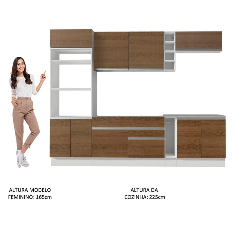 Armário de Cozinha Completa 290cm Branco/Rustic Vicenza Madesa 12