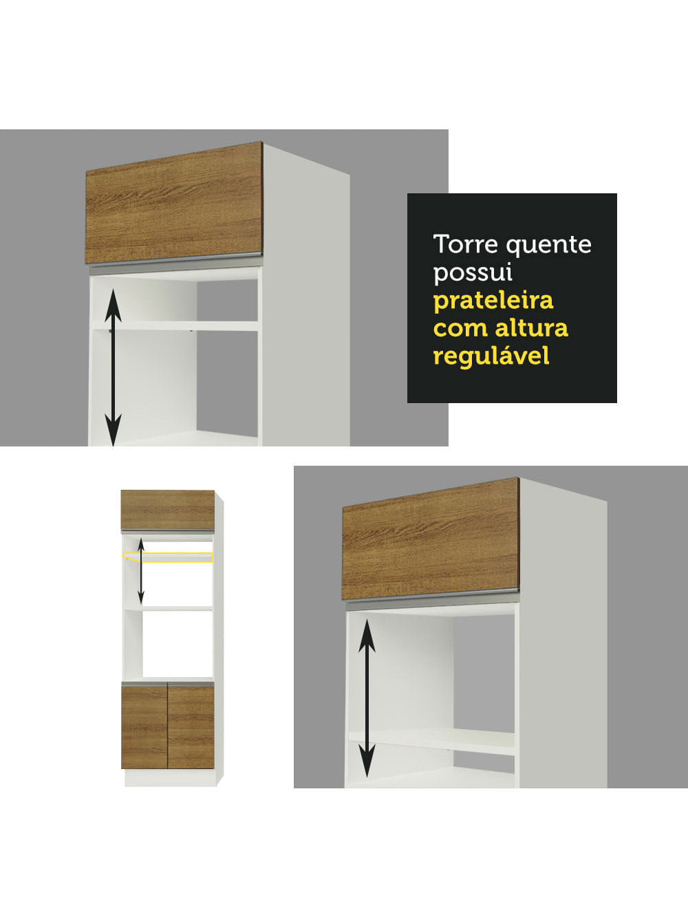 Armário de Cozinha Completa 290cm Branco/Rustic Vicenza Madesa 12