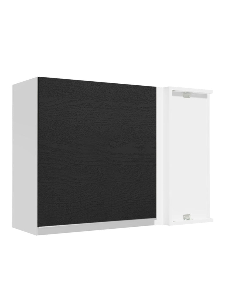 Armário Aéreo de Canto Madesa Glamy 1 Porta Branco/Preto