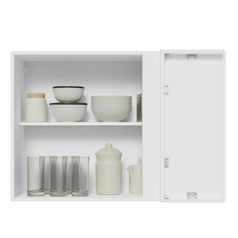 Armário Aéreo de Canto Madesa Glamy 1 Porta Branco/Preto