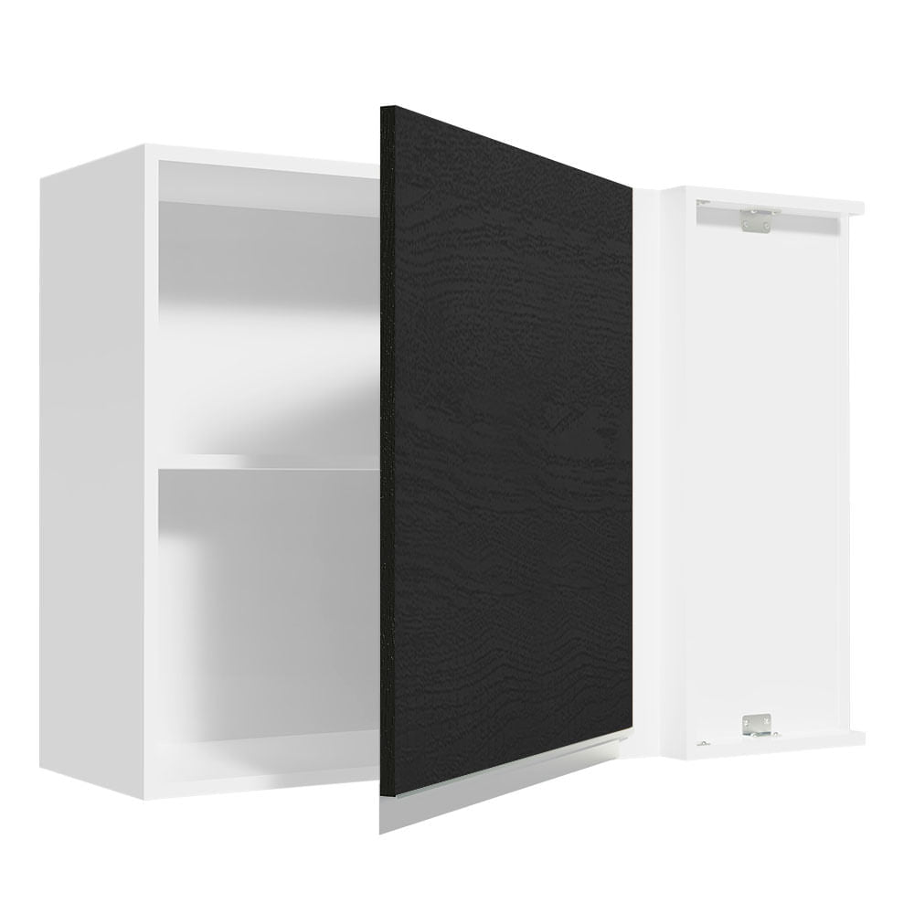 Armário Aéreo de Canto Madesa Glamy 1 Porta Branco/Preto