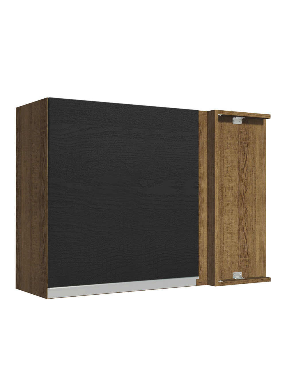 Armário Aéreo de Canto Madesa Glamy 1 Porta Rustic/Preto - Rustic/Preto