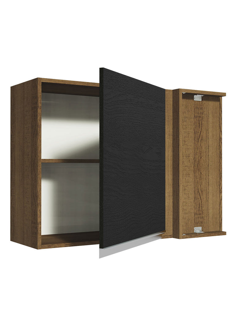 Armário Aéreo de Canto Madesa Glamy 1 Porta Rustic/Preto