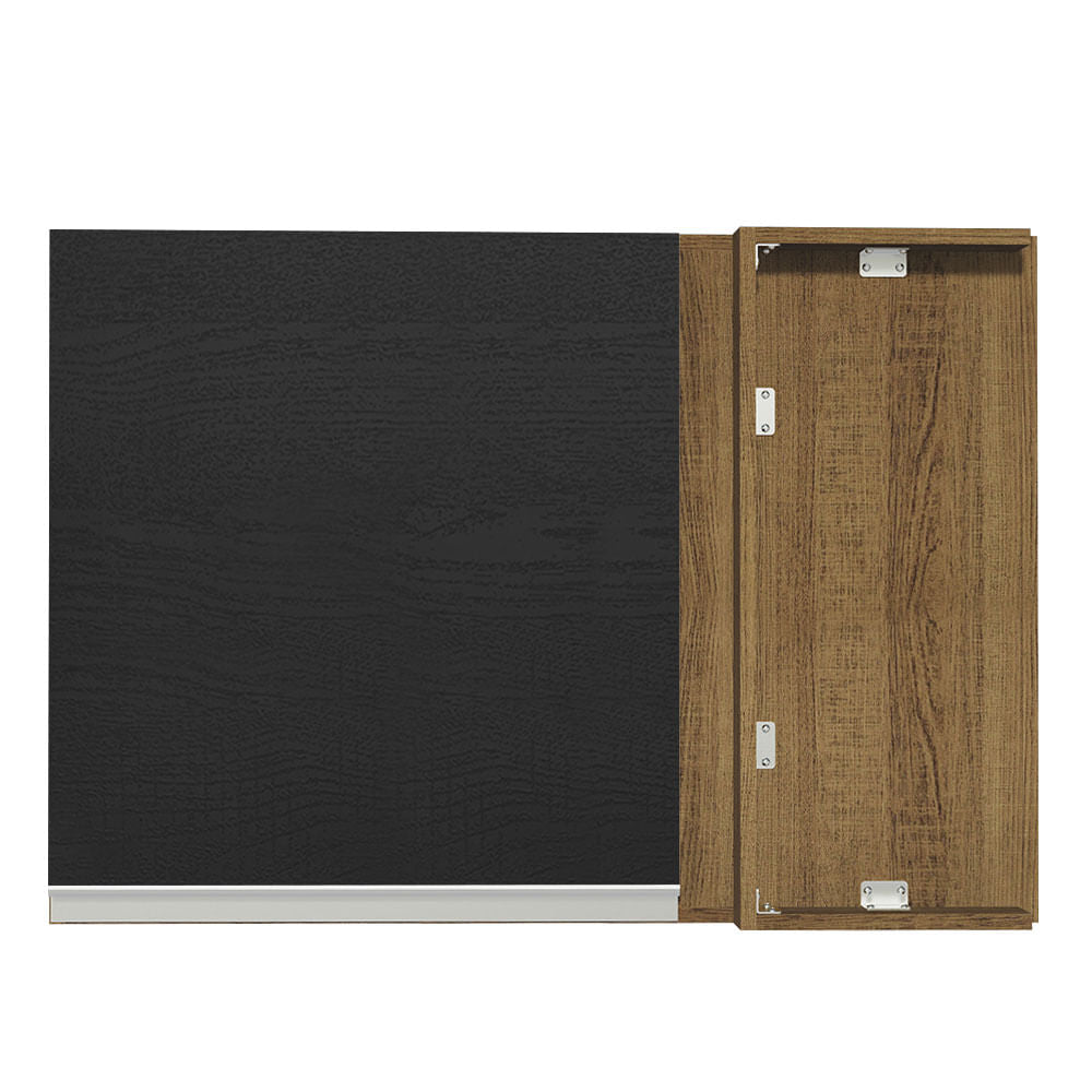 Armário Aéreo de Canto Madesa Glamy 1 Porta Rustic/Preto