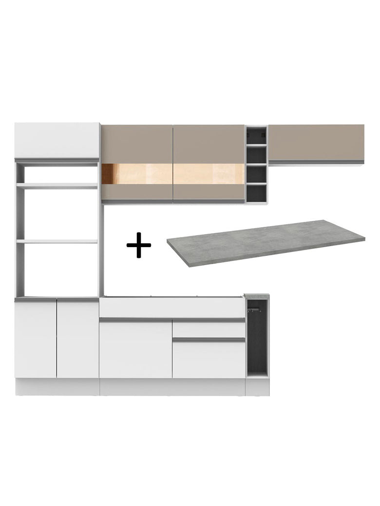 Armário de Cozinha Completa 290cm Branco/Branco/Crema Safira Madesa 13