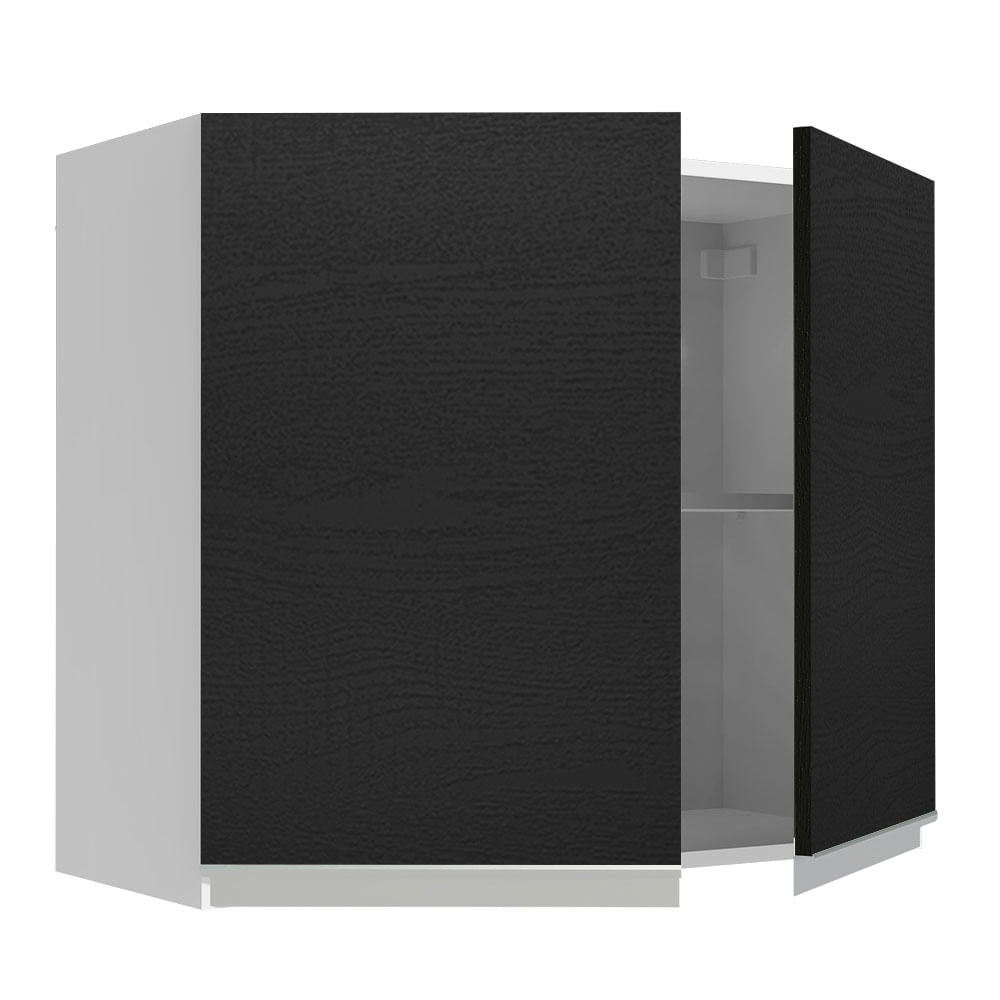 Armário Aéreo Madesa Glamy 80 cm 2 Portas Branco/Preto