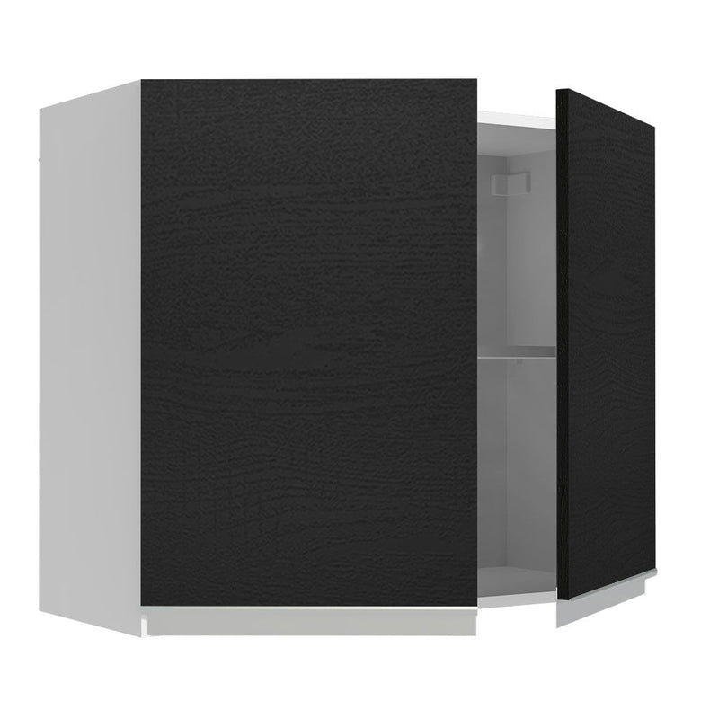 Armário Aéreo Madesa Glamy 80 cm 2 Portas Branco/Preto
