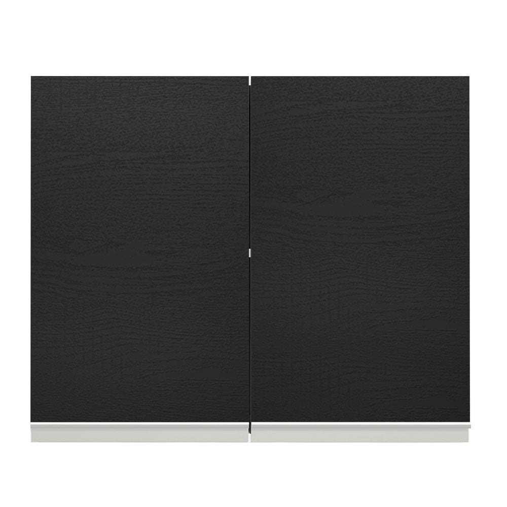 Armário Aéreo Madesa Glamy 80 cm 2 Portas Branco/Preto