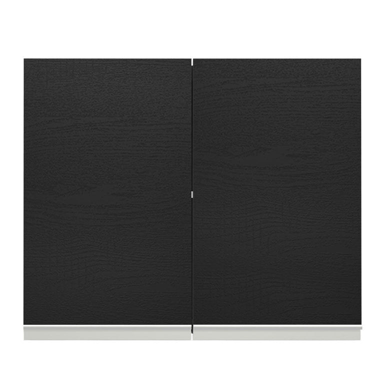 Armário Aéreo Madesa Glamy 80 cm 2 Portas Branco/Preto