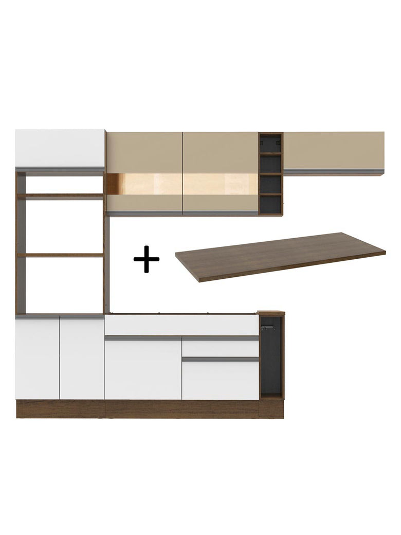 Armário de Cozinha Completa 290cm Rustic/Branco/Crema Safira Madesa 13