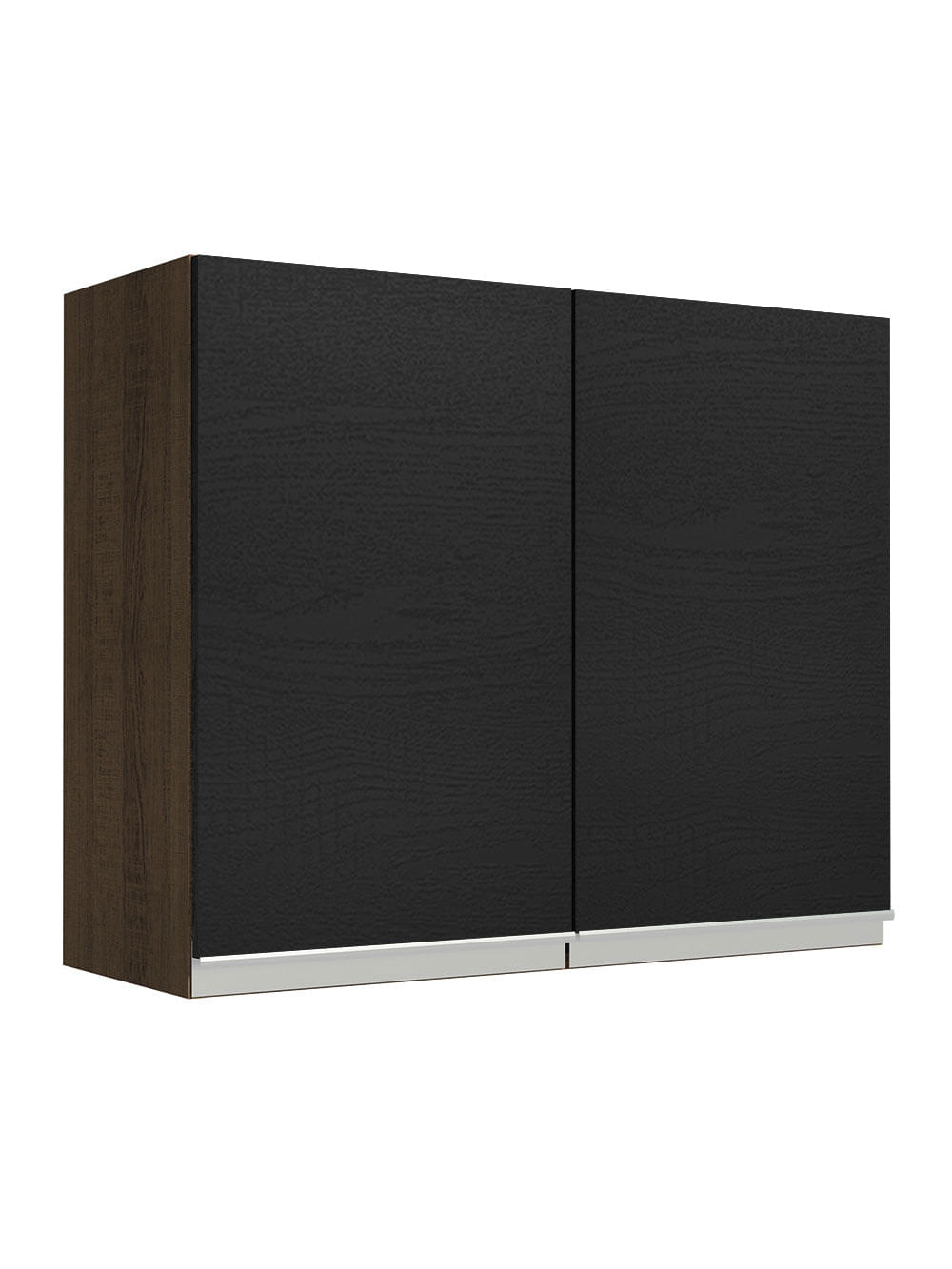 Armário Aéreo Madesa Glamy 80 cm 2 Portas Rustic/Preto - Rustic/Preto