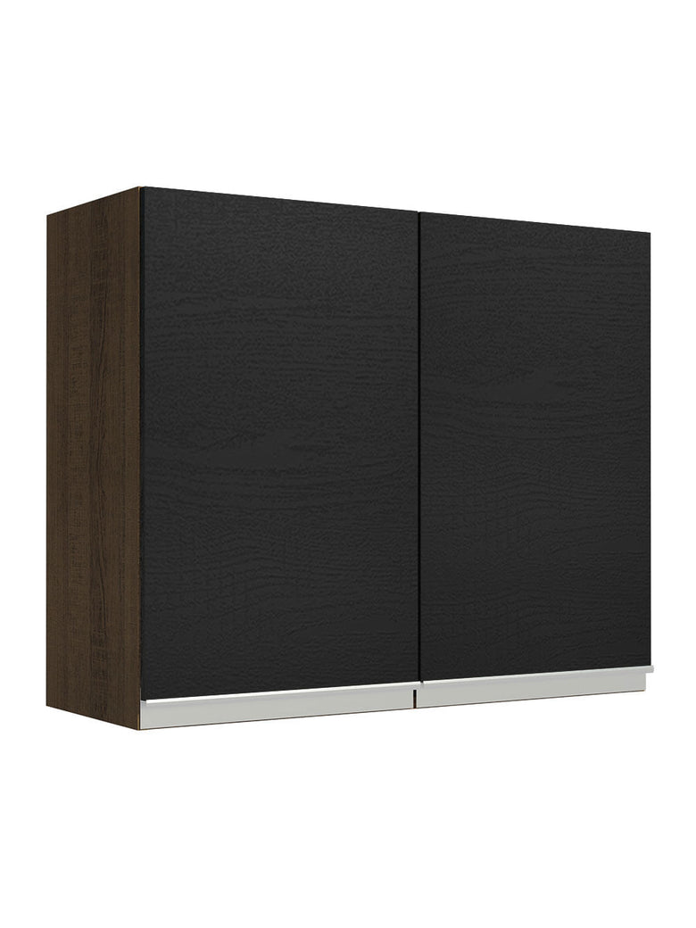 Armário Aéreo Madesa Glamy 80 cm 2 Portas Rustic/Preto