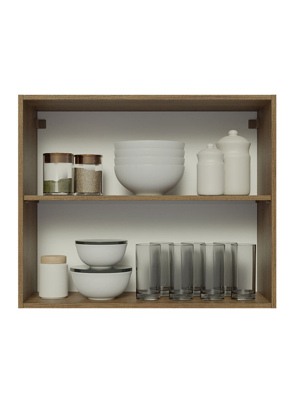 Armário Aéreo Madesa Glamy 80 cm 2 Portas Rustic/Preto