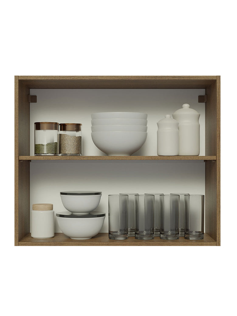 Armário Aéreo Madesa Glamy 80 cm 2 Portas Rustic/Preto