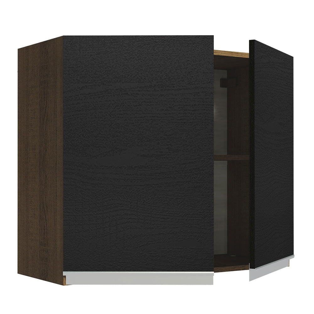 Armário Aéreo Madesa Glamy 80 cm 2 Portas Rustic/Preto