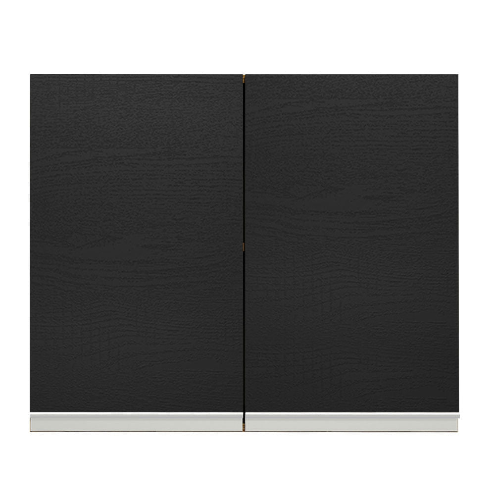 Armário Aéreo Madesa Glamy 80 cm 2 Portas Rustic/Preto