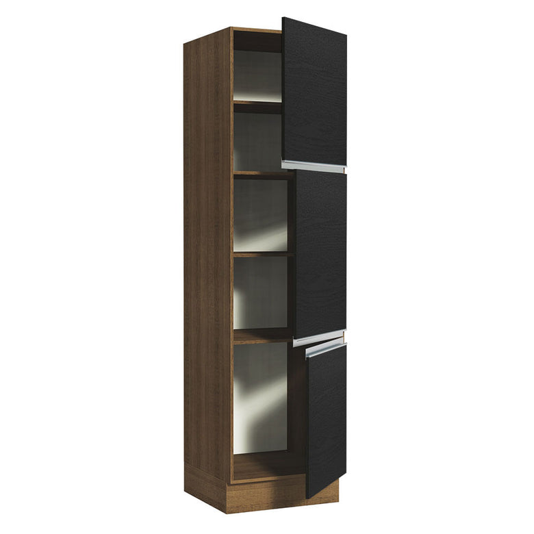 Paneleiro Madesa Glamy 60 cm 3 Portas Rustic/Preto