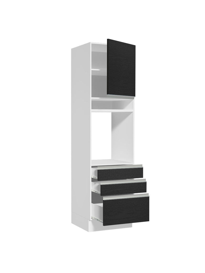 Torre Quente Madesa Glamy 60 cm 1 Porta 3 Gavetas Branco/Preto