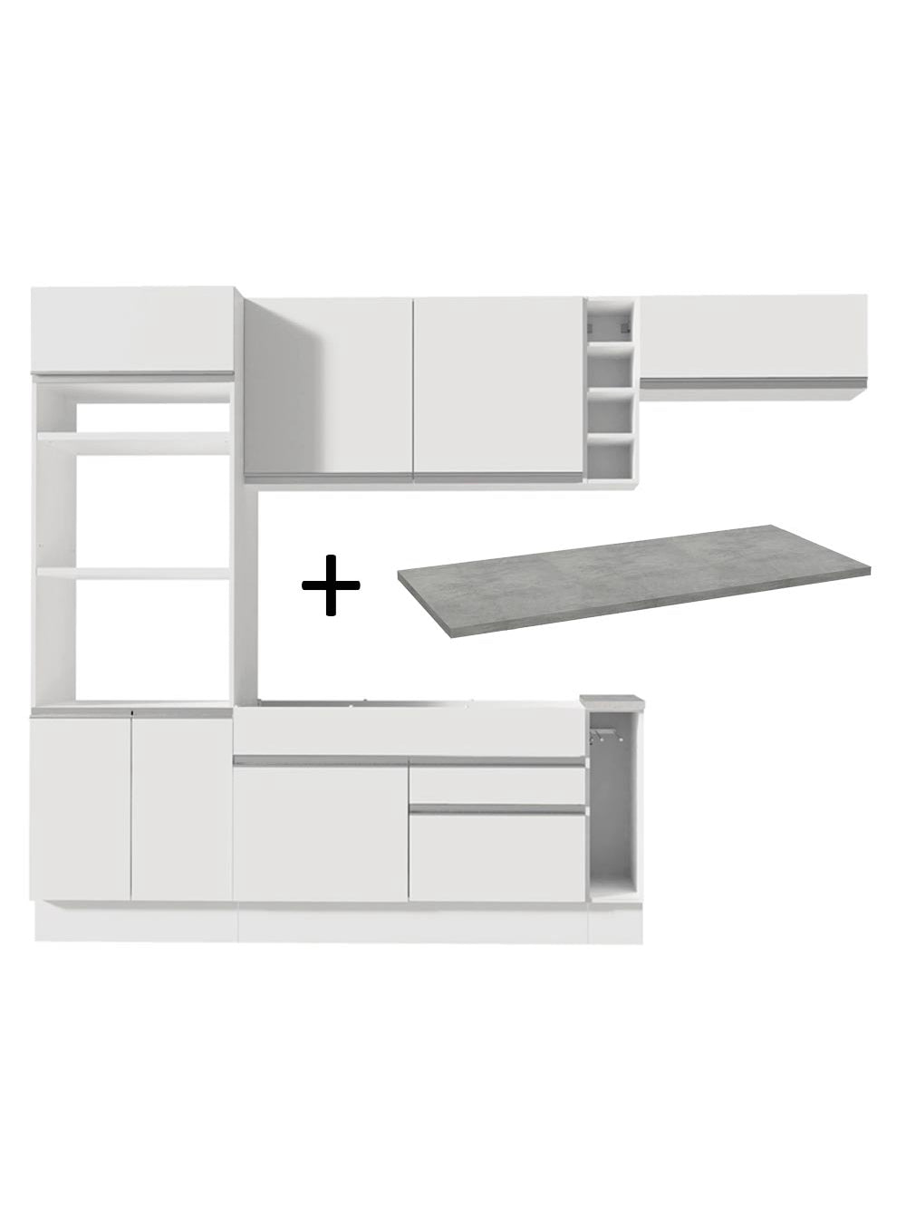 Armário de Cozinha Completa 290cm Branco Safira Madesa 14 - Branco