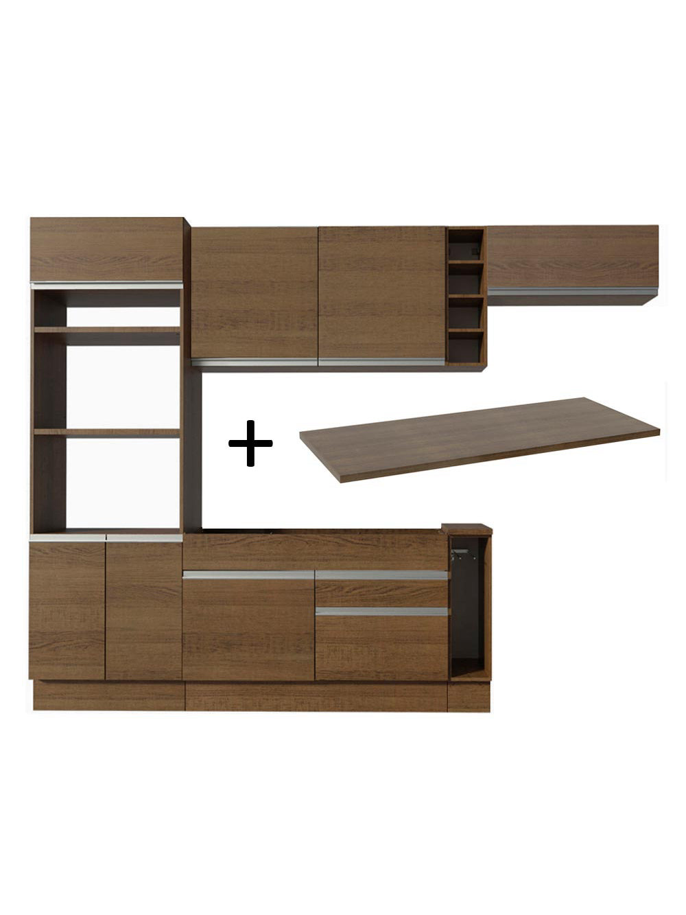 Armário de Cozinha Completa 290cm Rustic Safira Madesa 14 - Rustic