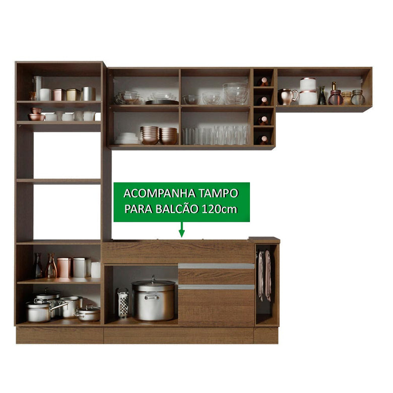 Armário de Cozinha Completa 290cm Rustic Safira Madesa 14