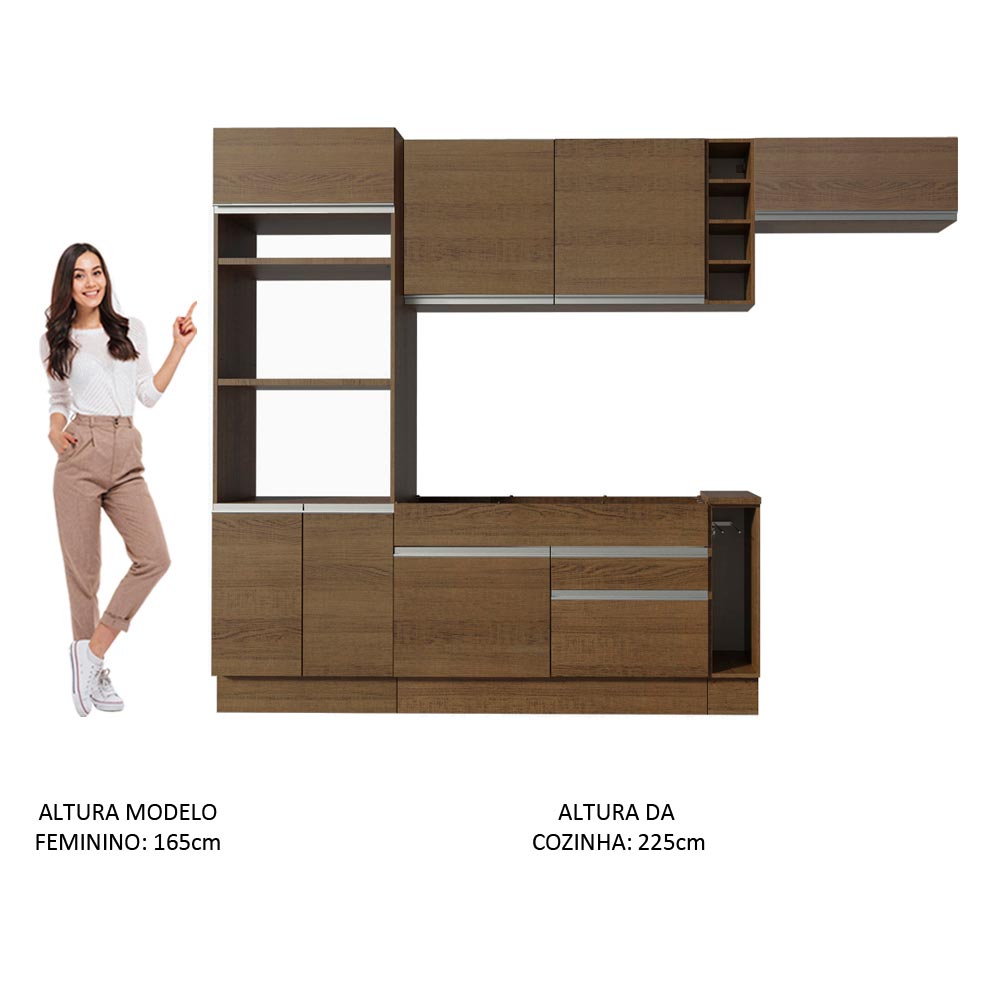 Armário de Cozinha Completa 290cm Rustic Safira Madesa 14