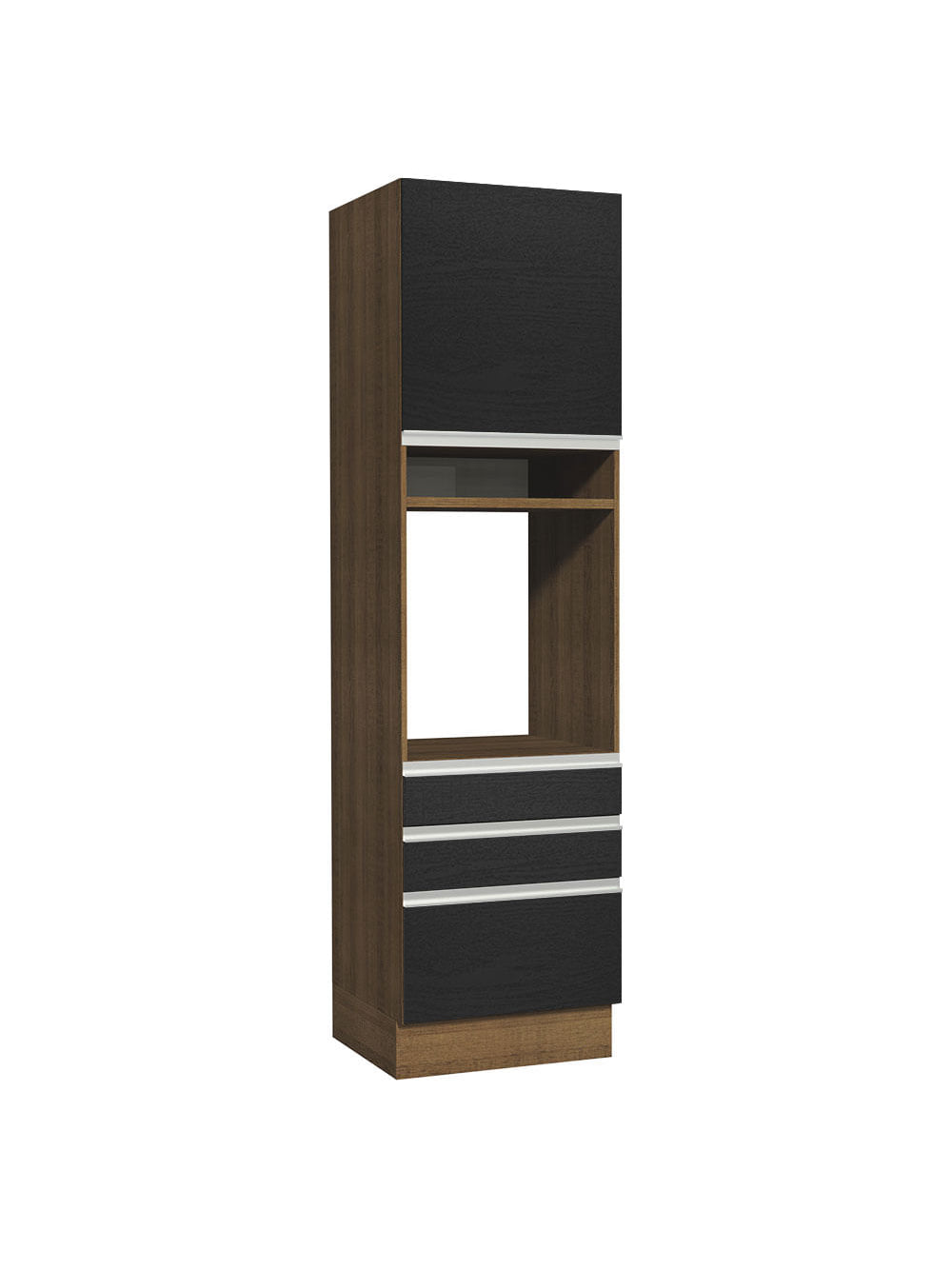 Torre Quente Madesa Glamy 60 cm 1 Porta 3 Gavetas Rustic/Preto - Rustic/Preto