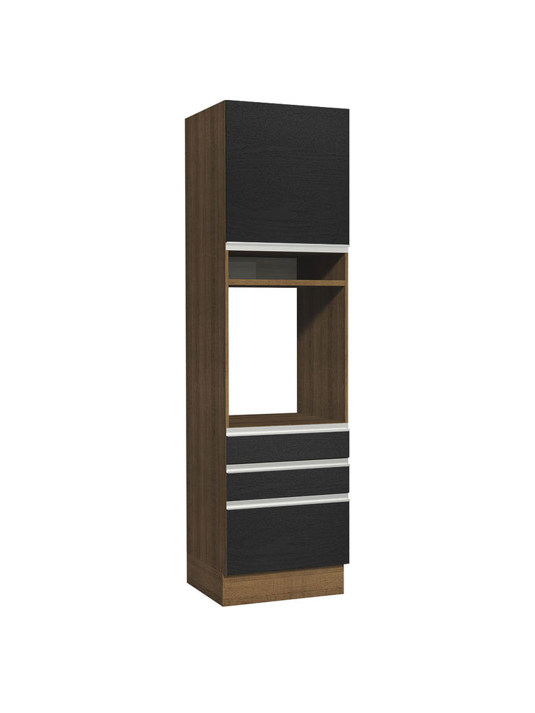 Torre Quente Madesa Glamy 60 cm 1 Porta 3 Gavetas Rustic/Preto