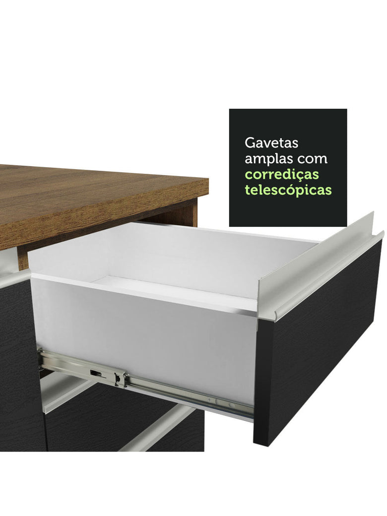 Torre Quente Madesa Glamy 60 cm 1 Porta 3 Gavetas Rustic/Preto
