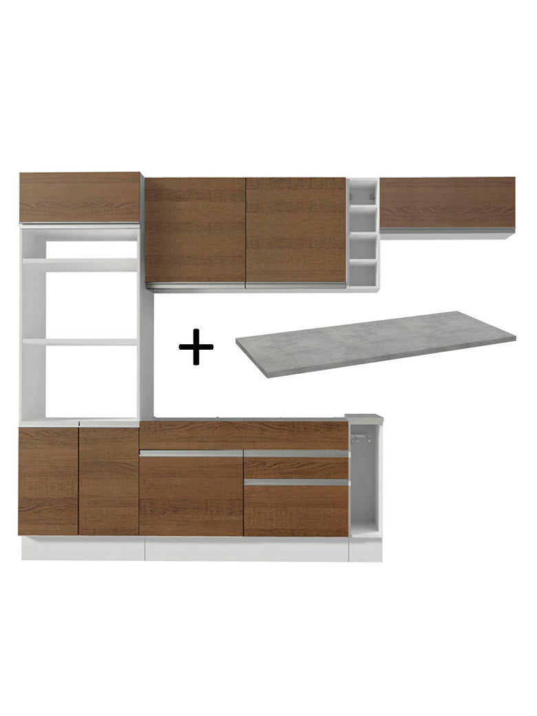 Armário de Cozinha Completa 290cm Branco/Rustic Safira Madesa 14