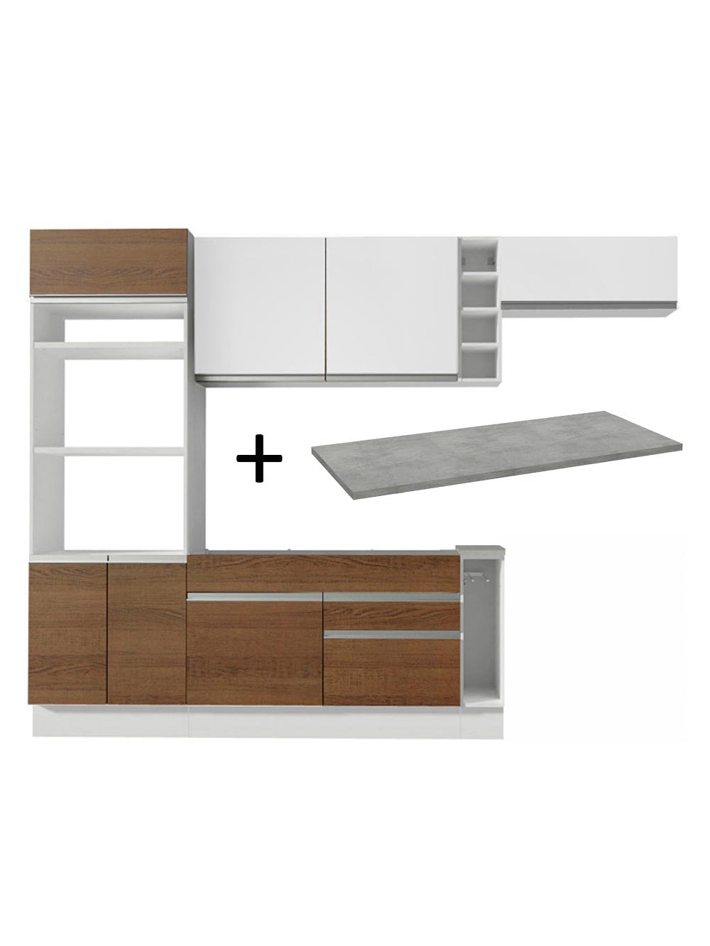 Armário de Cozinha Completa 290cm Branco/Rustic/Branco Safira Madesa 14 - Branco/Rustic/Branco