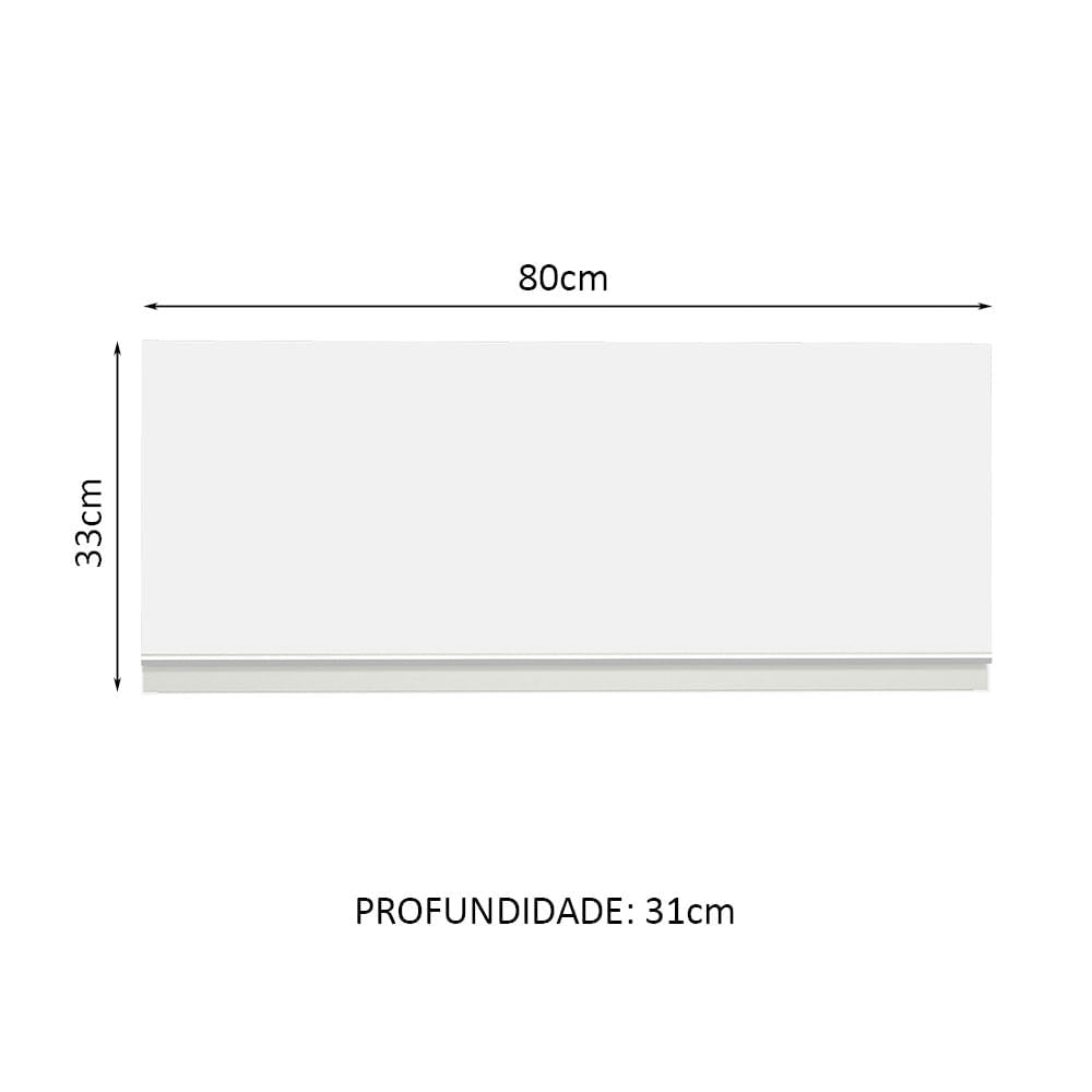 Armário Aéreo Madesa Glamy 80 cm 1 Porta Basculante Branco - Branco