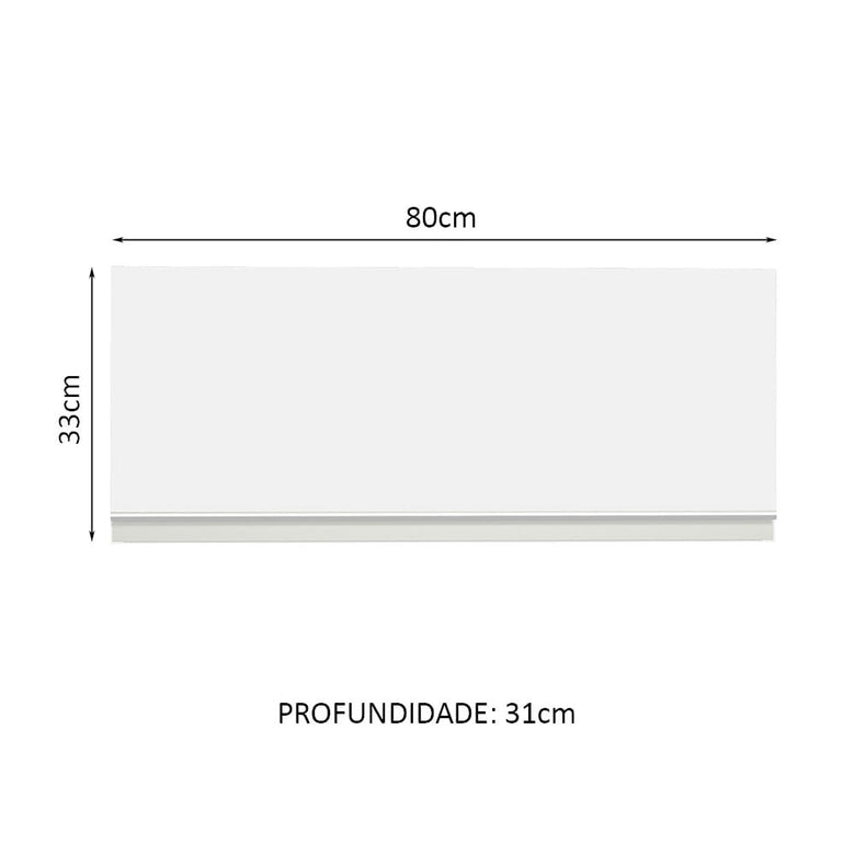 Armário Aéreo Madesa Glamy 80 cm 1 Porta Basculante Branco