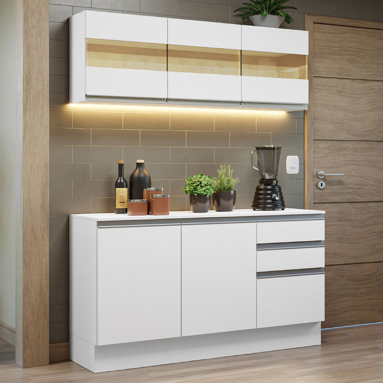 Armário de Cozinha Compacta 100% MDF 120 cm Branco Smart Madesa 01
