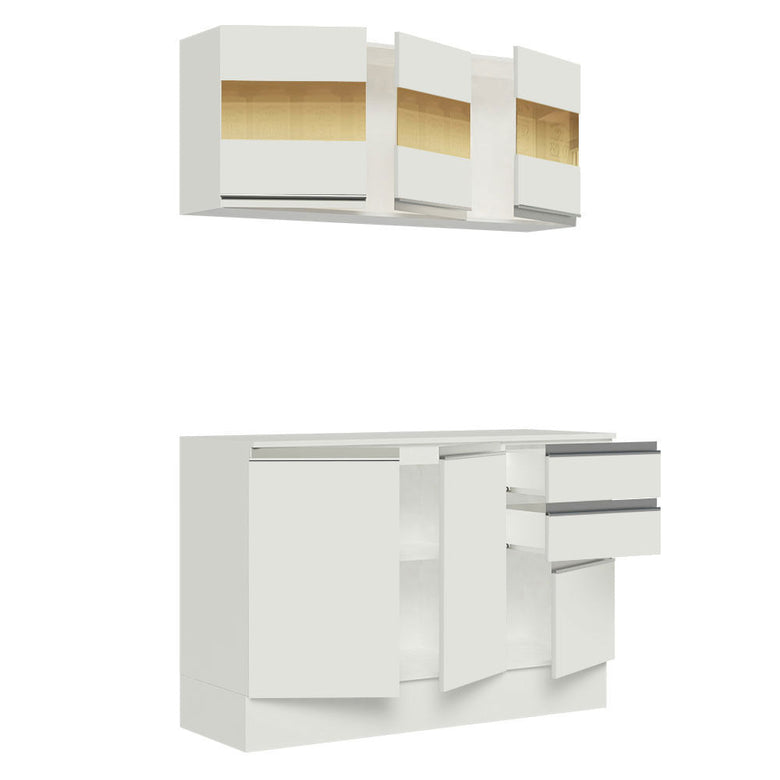 Armário de Cozinha Compacta 100% MDF 120 cm Branco Smart Madesa 01