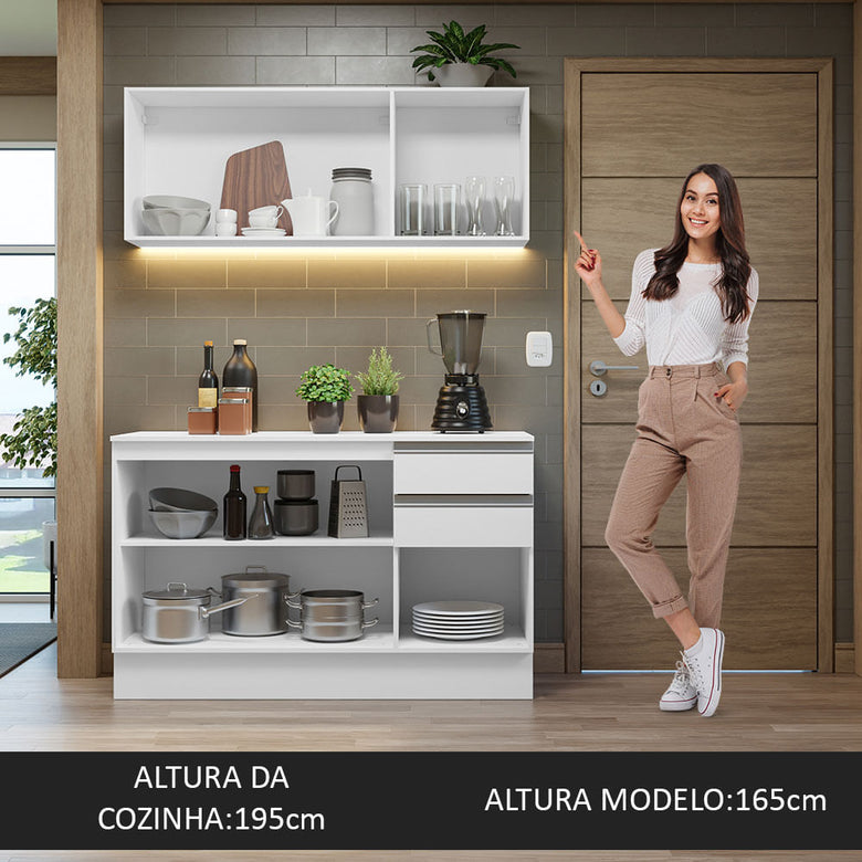 Armário de Cozinha Compacta 100% MDF 120 cm Branco Smart Madesa 01