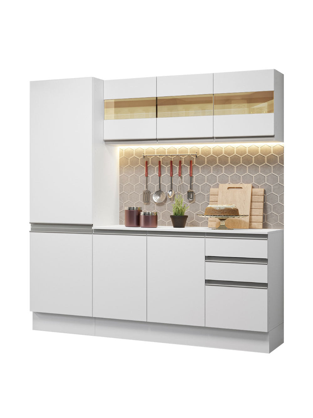 Armário de Cozinha Compacta 100% MDF 170 cm Branco Smart Madesa 01 - Branco