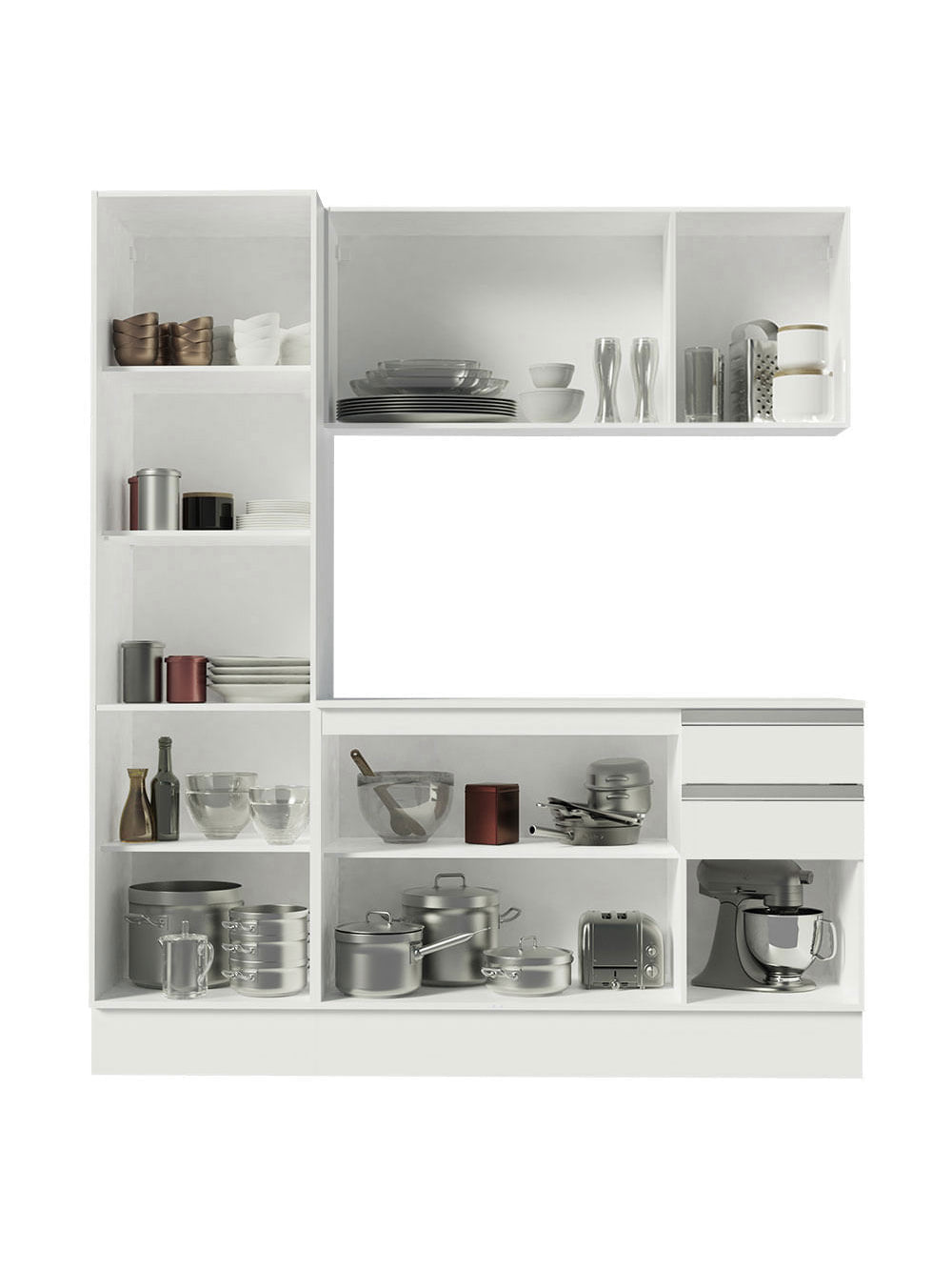 Armário de Cozinha Compacta 100% MDF 170 cm Branco Smart Madesa 01