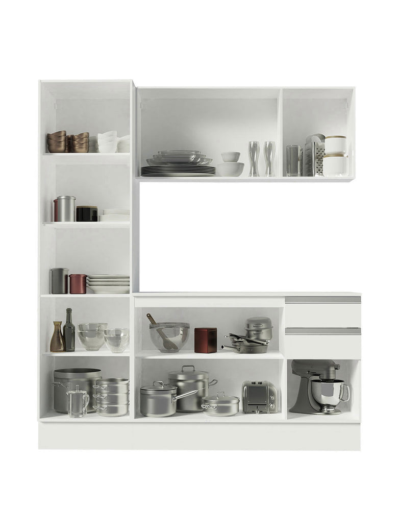 Armário de Cozinha Compacta 100% MDF 170 cm Branco Smart Madesa 01