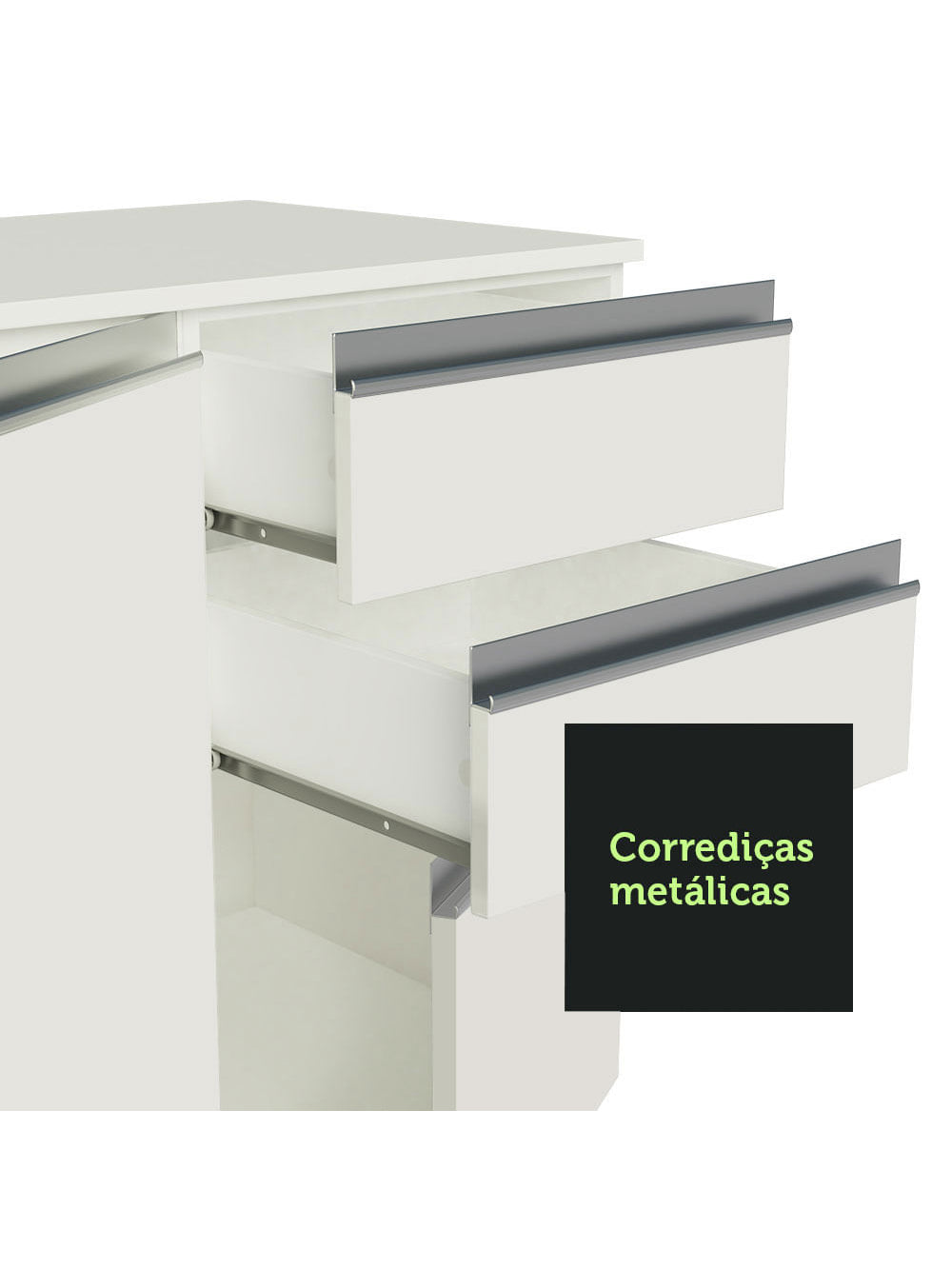 Armário de Cozinha Compacta 100% MDF 170 cm Branco Smart Madesa 01