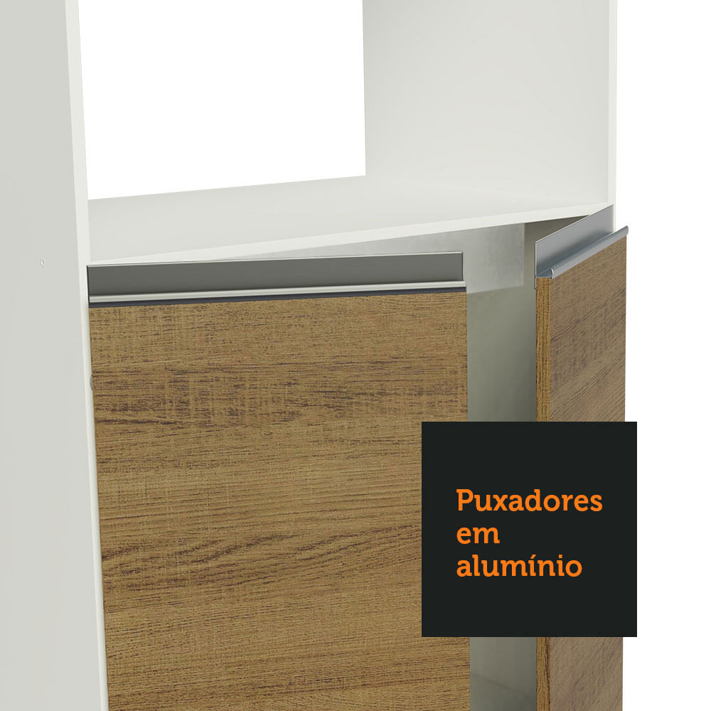 Armário de Cozinha Completa 100% MDF 250 cm Branco/Rustic/Crema Smart Madesa 01